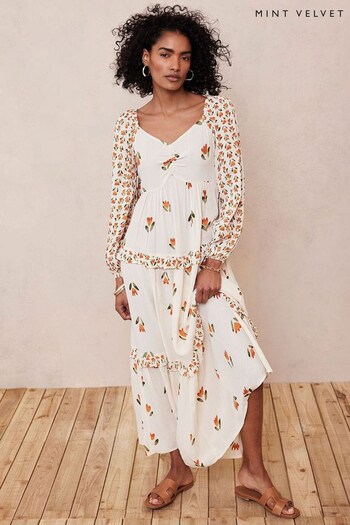 Mint Velvet White Jessica Print Maxi Dress (701403) | £139