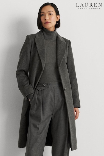 Lauren Ralph Lauren Grey Wool Blend Reefer Coat (701678) | £399