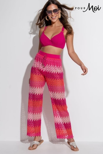 Pour Moi Red Colour Block Crochet Co-Ord Beach Trousers Stretch (702060) | £42