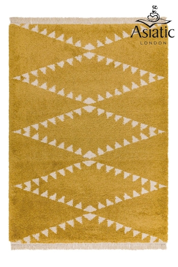Asiatic Rugs Mustard Yellow Rocco Flags Ultra Soft Rug (702140) | £114 - £323
