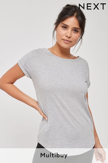 Grey Marl Round Neck Cap Sleeve T-Shirt (702469) | £7.50