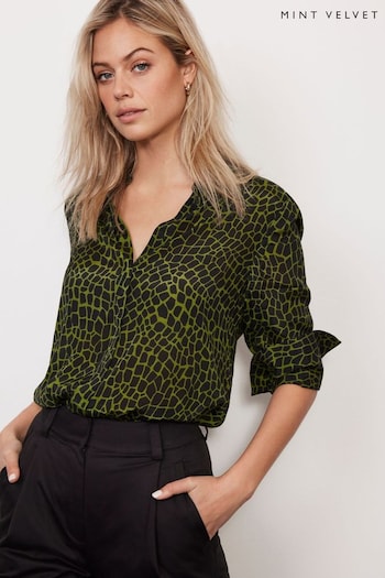 Mint Velvet Green Abstract Print Shirt (702474) | £79
