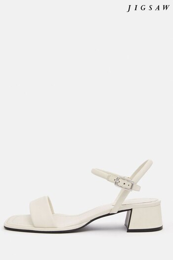 Jigsaw Adel Leather Heeled White Sandals (702610) | £130