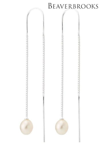 Beaverbrooks Silver Freshwater Pearl Double Drop Earrings (703172) | £30