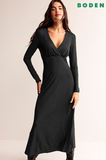 Boden Black Long Sleeve Jersey Tea high Dress (703439) | £80