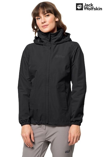 Jack Wolfskin Stormy Point Hooded Black Jacket (703526) | £115