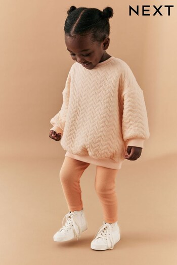 Coral/Pink Quilted Sweat and Leggings Set (3mths-7yrs) (703549) | £15 - £19