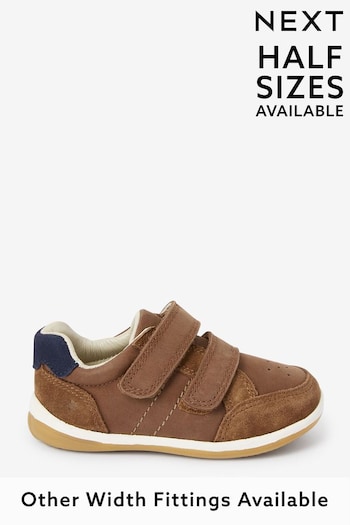 Tan Brown Wide Fit (G) Leather First Walker Shoes (705160) | £30