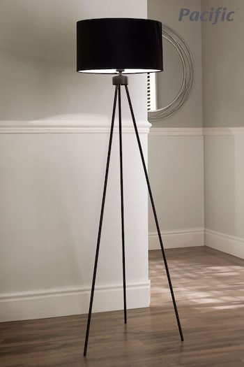 Pacific Black Houston Matt Tripod Floor Lamp (705319) | £100
