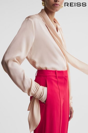 Reiss Nude Giselle Tie Detail Blouse (705585) | £148