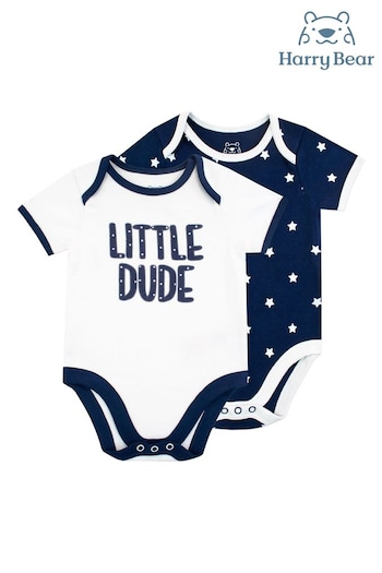 Harry Bear Blue Little Dude Baby Bodysuit 2 Pack (705750) | £19