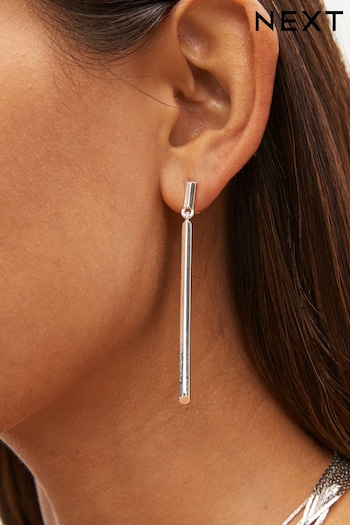 Silver Tone Bar Drop Earrings (705880) | £7