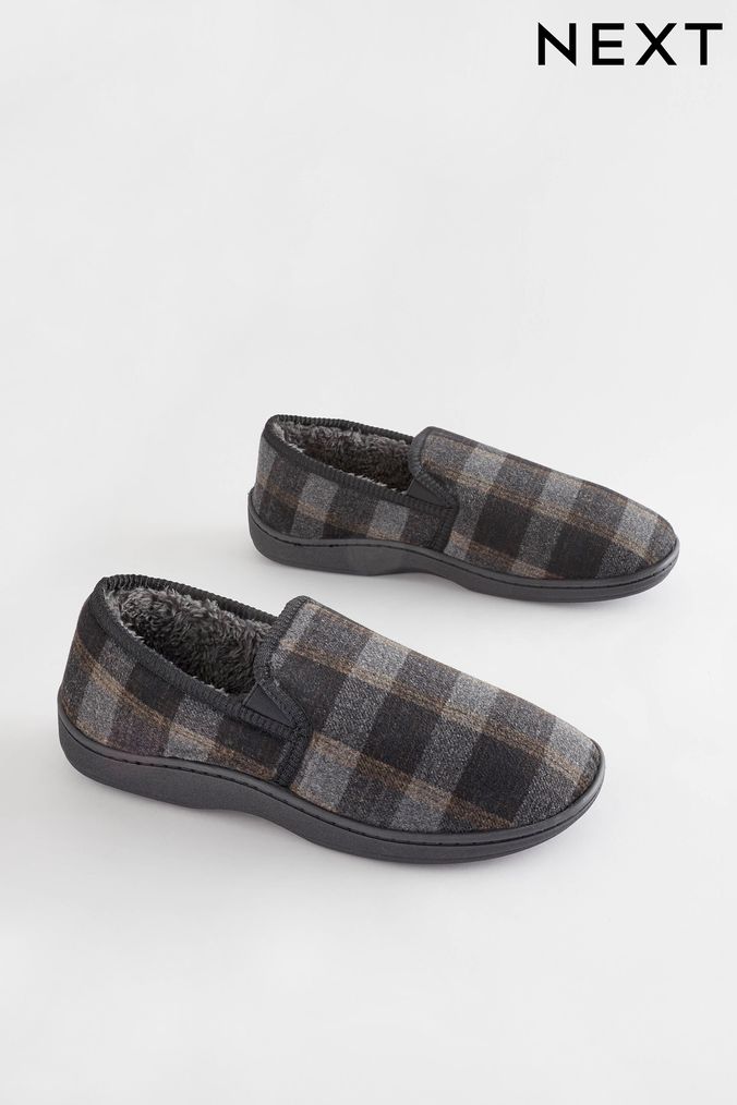 Mens hot sale grey slippers