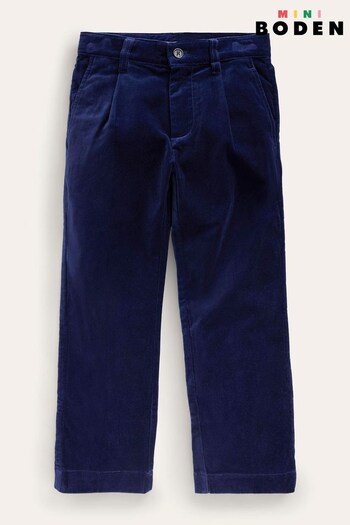 Boden Blue Pleated Smart Trousers (706088) | £32 - £37