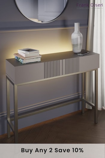 Frank Olsen Grey Iona 2 Drawer Console Table with Smart Features (706252) | £350