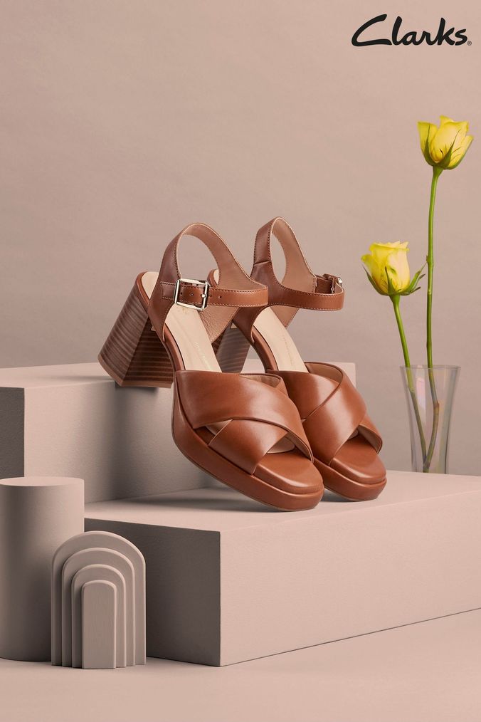 Buy Women s Mid Clarks Sandals Brown Online Next UK