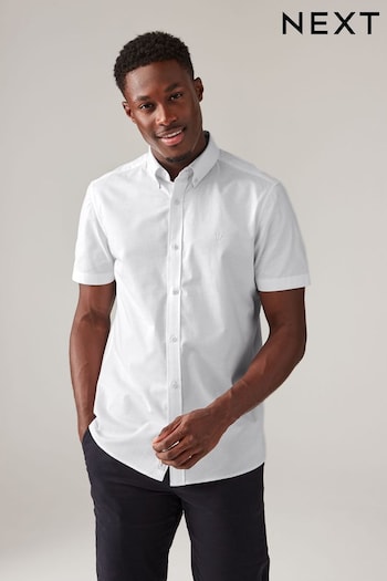 White Stretch Oxford Short Sleeve Shirt (706720) | £25