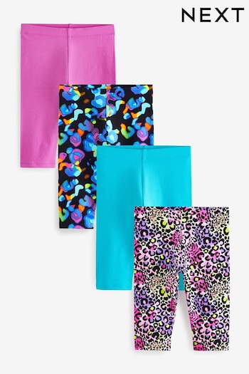 Black/ Pink/ Blue/ Animal Print Cropped Mia Leggings 4 Pack (3-16yrs) (707005) | £14 - £20