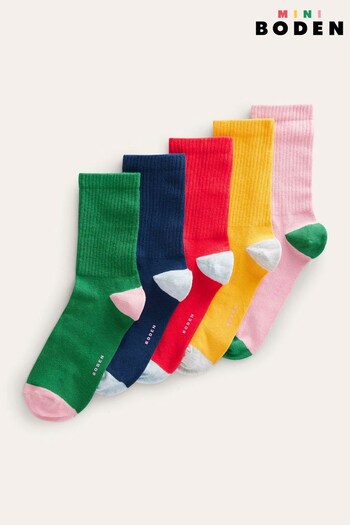 Boden Pink Ribbed Ankle Socks 5 Pack (707022) | £30