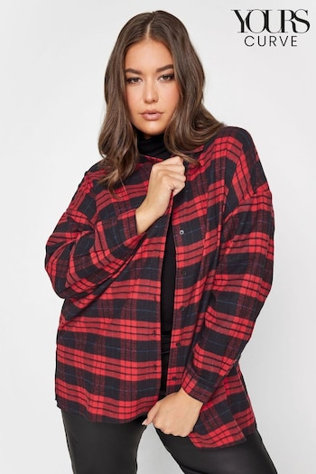 Yours Curve Red Brushed Oversized Boyfriend Shirt (707049) | £26