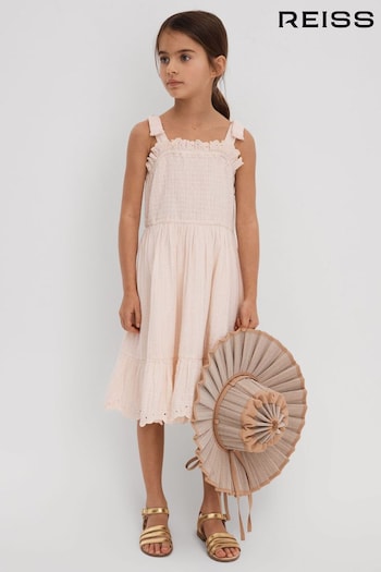 Reiss Pink Agatha Junior Tiered Cotton Blend Ruffle Dress (707083) | £68