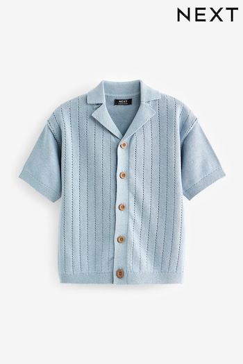 Blue Short Sleeved Button Through Polo Jackets Shirt (3mths-7yrs) (707953) | £11 - £13
