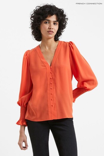 French Connection Red Crepe V-Neck Blouse (708324) | £49