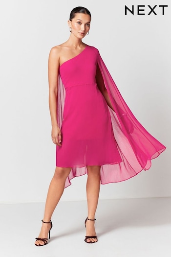 Pink One Shoulder Cape Dress (708328) | £68