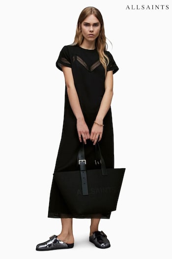 AllSaints Anna Lace Black Maxi Dress (708357) | £139