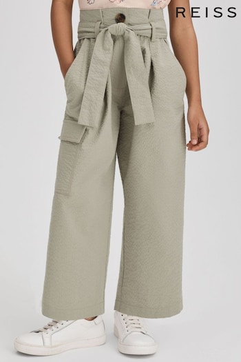 Reiss Khaki Bax Teen Textured Cargo Trousers (708368) | £48