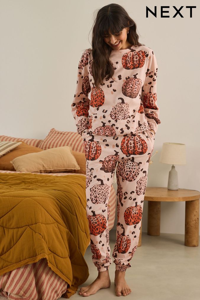 Women s Pumpkin Pyjamas Cosy Sleepwear Next Day Delivery