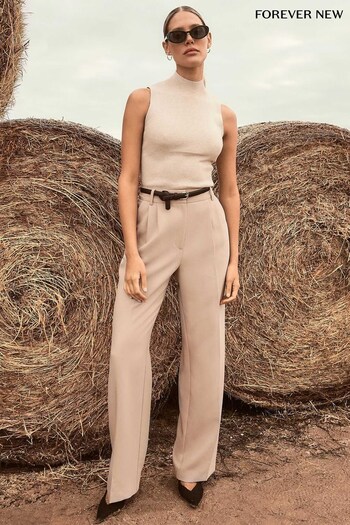 Forever New Natural Lyla Wide Leg Trousers Says (708597) | £50