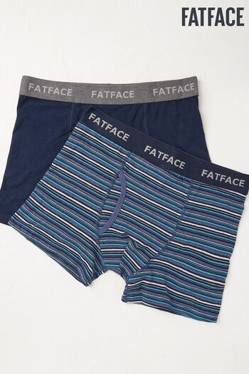 FatFace Blue Abersoch Stripe Boxers 2 Pack (708921) | £22