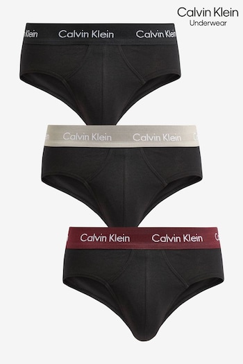 Calvin Klein Black Cotton Stretch Hip Briefs 3 Pack (708932) | £42