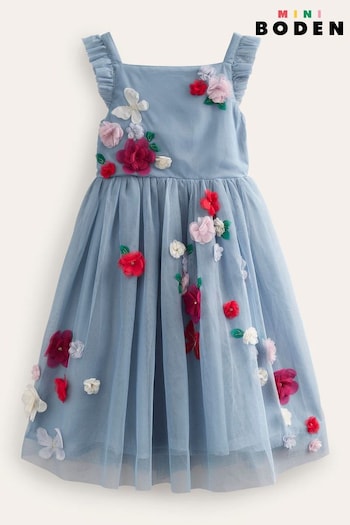Boden Blue Flutter Flower Tulle Dress (709292) | £55 - £59