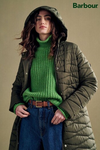 Barbour® Green Rockcliffe Funnel Neck Rib Knitted Jumper (709485) | £100