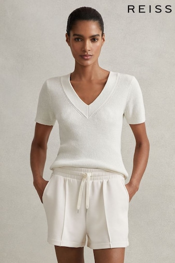 Reiss Ivory Joanna Modal Blend Drawstring Co-Ord Sweat Taille Shorts (709528) | £88