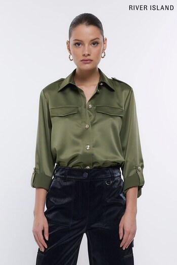 River Island Khaki Green Utility Pocket Shirt (709601) | £39