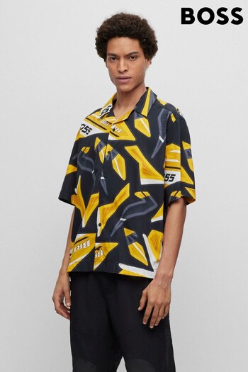 BOSS Black Short Sleeve Yellow-Print Resort Shirt (709717) | £99