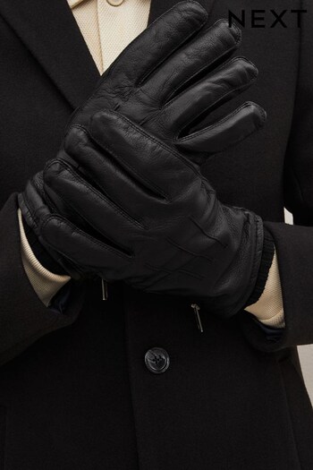 Black Biker Leather Gloves (709920) | £26
