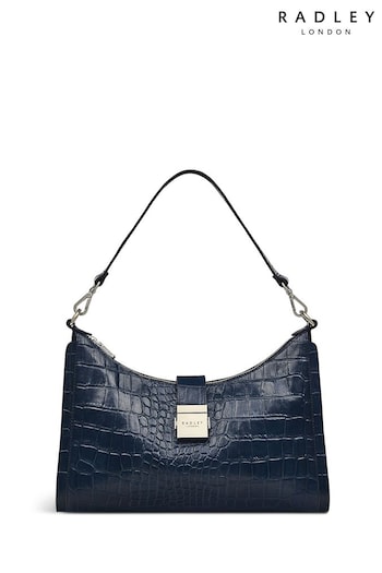Radley London Blue Sloane Street Faux Croc Medium Zip Top Shoulder Bag (710396) | £239