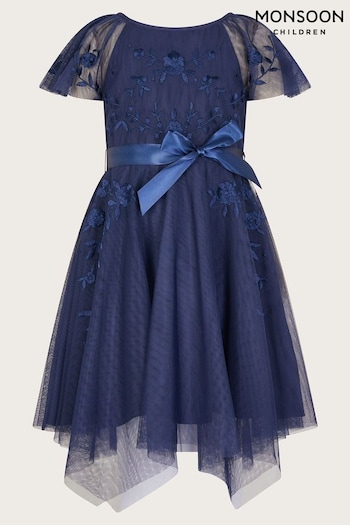 Monsoon Blue Amelia Embroidered Dress (710416) | £46 - £56