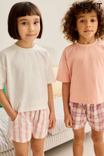 Pink/Cream Woven Check Pyjamas 2 Pack (3-16yrs) (710746) | £22 - £29