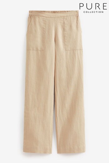 Pure Collection Natural Laundered Linen Wide Leg Trousers (711112) | £99