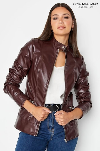 Long Tall Sally Red Faux Leather Funnel Neck Jacket (711126) | £65