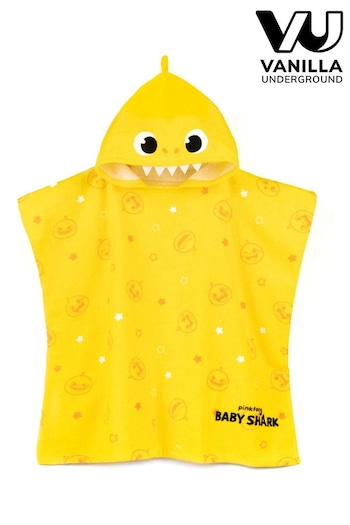 Vanilla Underground Yellow Baby Shark Character Towel Poncho (711199) | £18