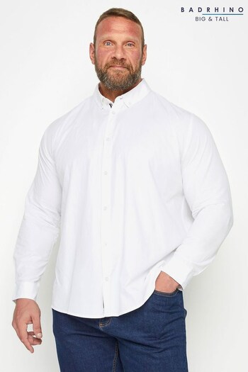 BadRhino Big & Tall White Long Sleeve Poplin Shirt (711357) | £26
