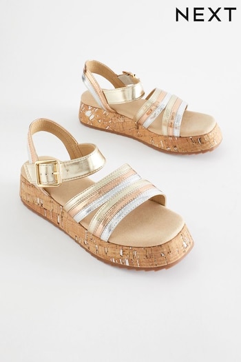 Metallic Gold Platform Wedge Kardashian Sandals (711972) | £25 - £32