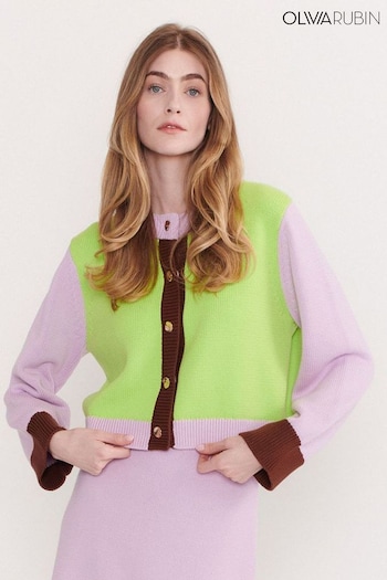 Olivia Rubin Lilac/Green Carol Colourblock Cropped Cardigan (712179) | £210