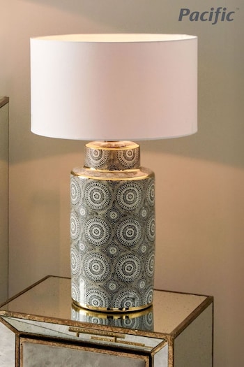 Pacific Grey Kari Circle Pattern Ceramic Table Lamp (712226) | £200
